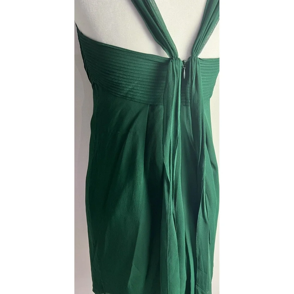 Vera Wang Lavender Label‎ Silk Chiffon Party Cocktail Dress Emerald Green Sz 6 - Picture 9 of 13